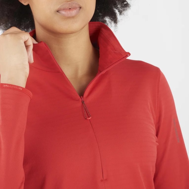 Dámské Bundy Salomon Essential Lightwarm Half Zip Červené | CZ 59JPYBN